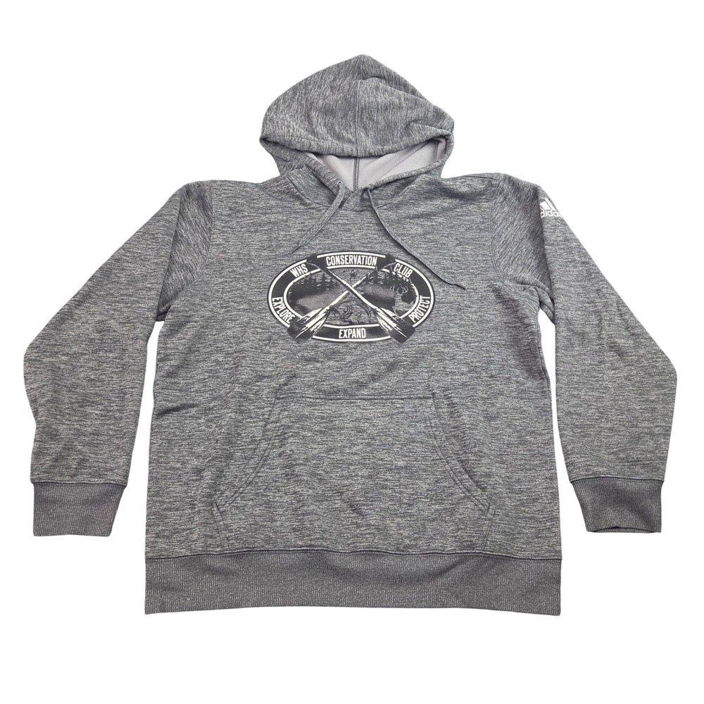 Adidas Hoodie Mens L Gray WHS Conservation‎ Club Canoe Paddles Fleece Pullover